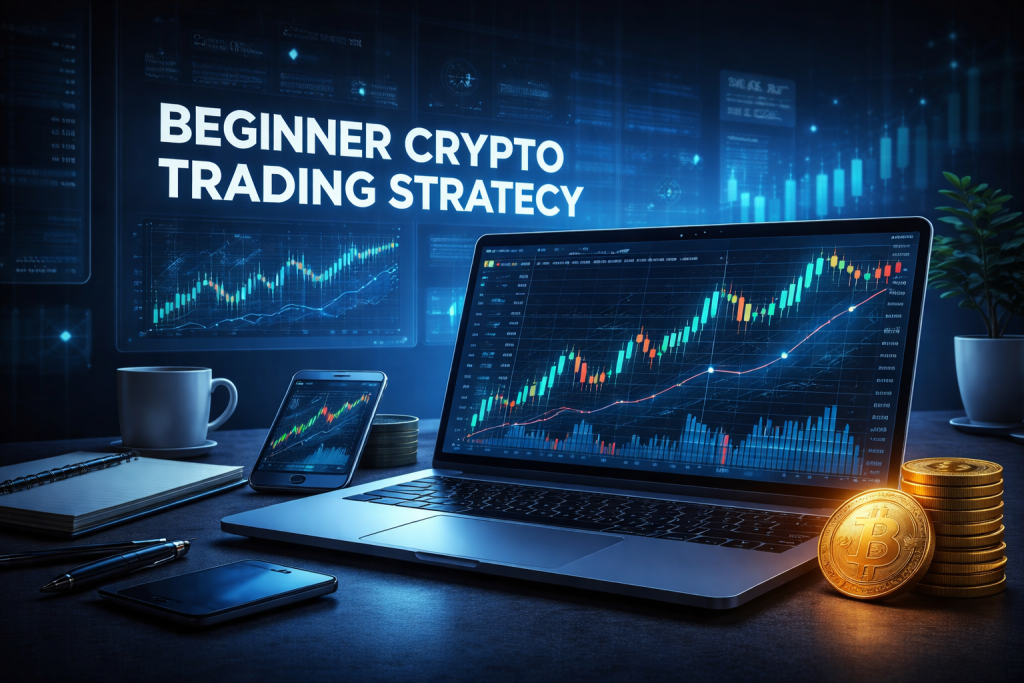 start crypto trading with 100 dollars beginner strategy illustration